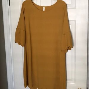 Vanilla Bay bell sleeved, scalloped hem dress